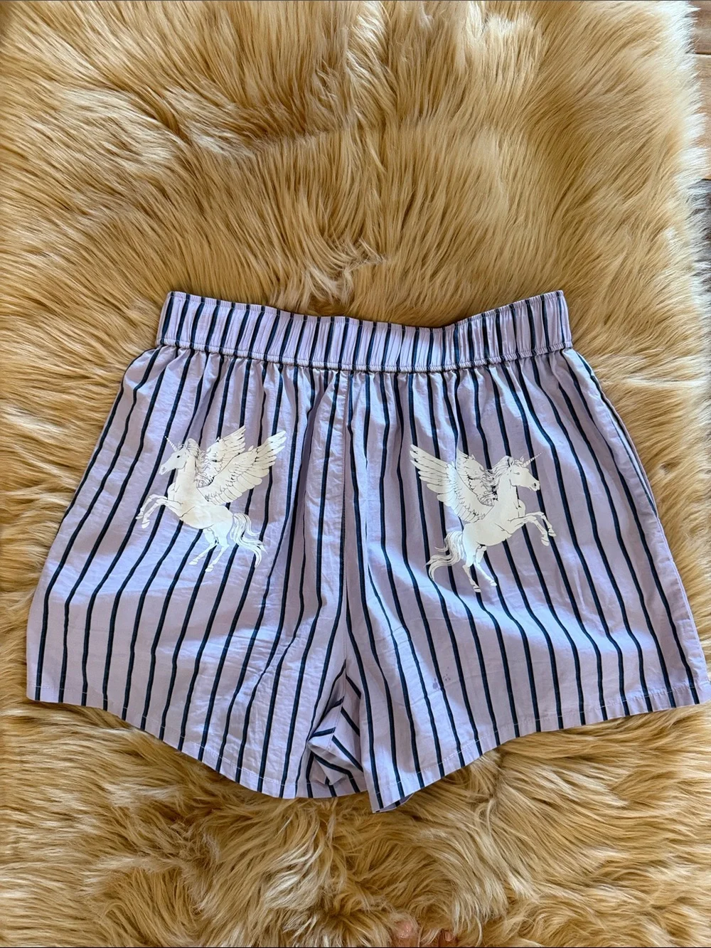 Dressed in Lala Boxer Shorts Magical Creature Purple Lavender Lilac Striped S/M